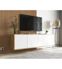 Polski Design ML Stolik pod Tv wiszący Apollo B 150 cm biały