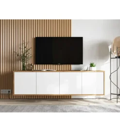 Polski Design ML Stolik pod Tv wiszący Apollo B 150 cm biały