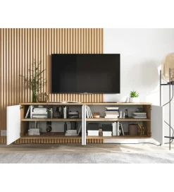 Polski Design ML Stolik pod Tv wiszący Apollo B 150 cm biały