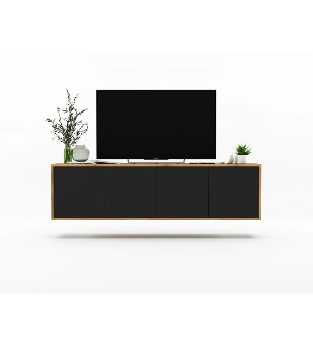 Polski Design ML Stolik pod Tv wiszący Apollo B 150 cm czarny