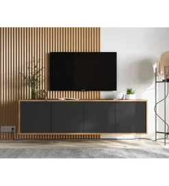 Polski Design ML Stolik pod Tv wiszący Apollo B 150 cm czarny