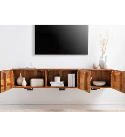 Invicta Interior Stolik pod Tv wiszący DAVIDE Scorpion 160 cm drewno mango brąz
