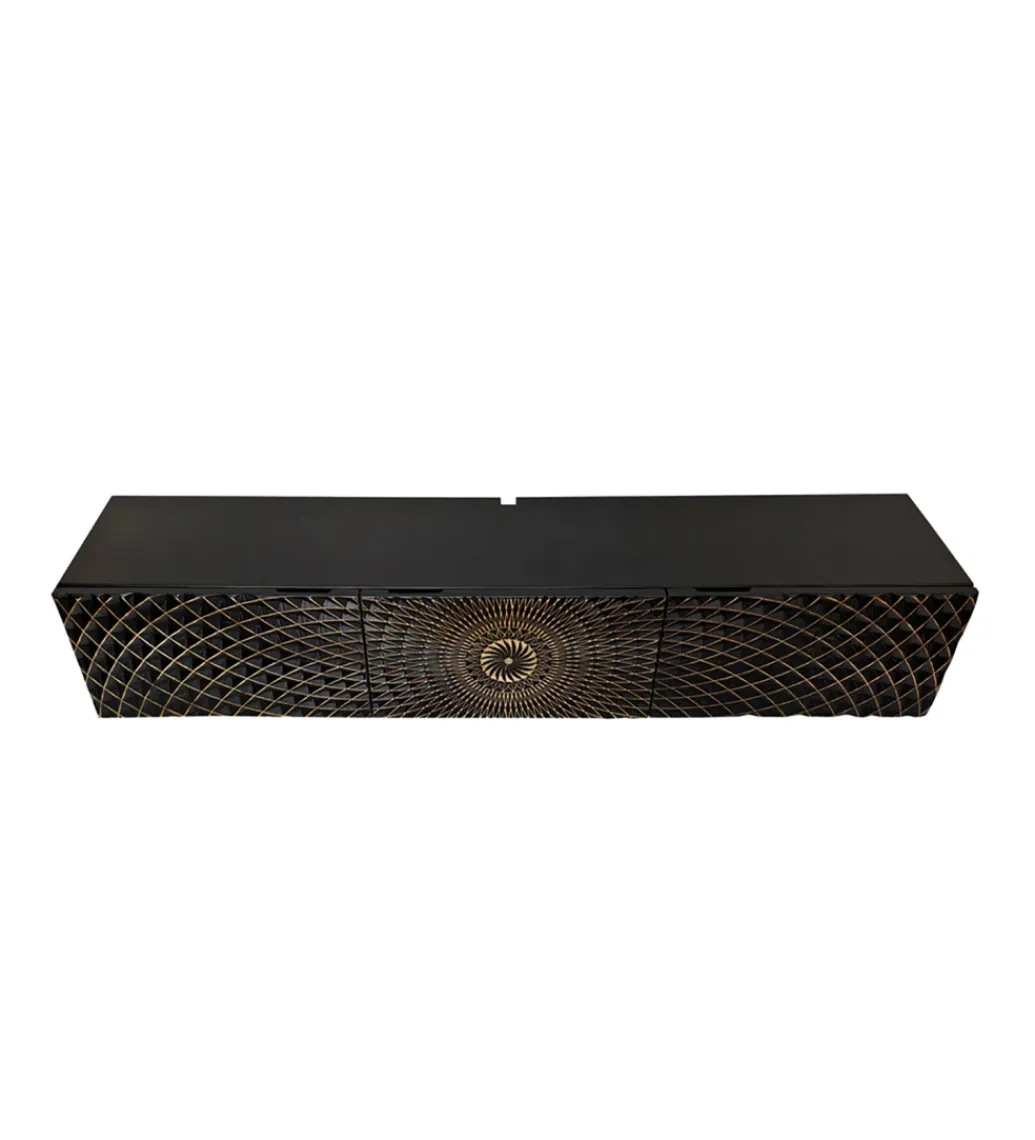 Invicta Interior Stolik pod TV wiszący ILLUSION 160 cm 3D drewno mango