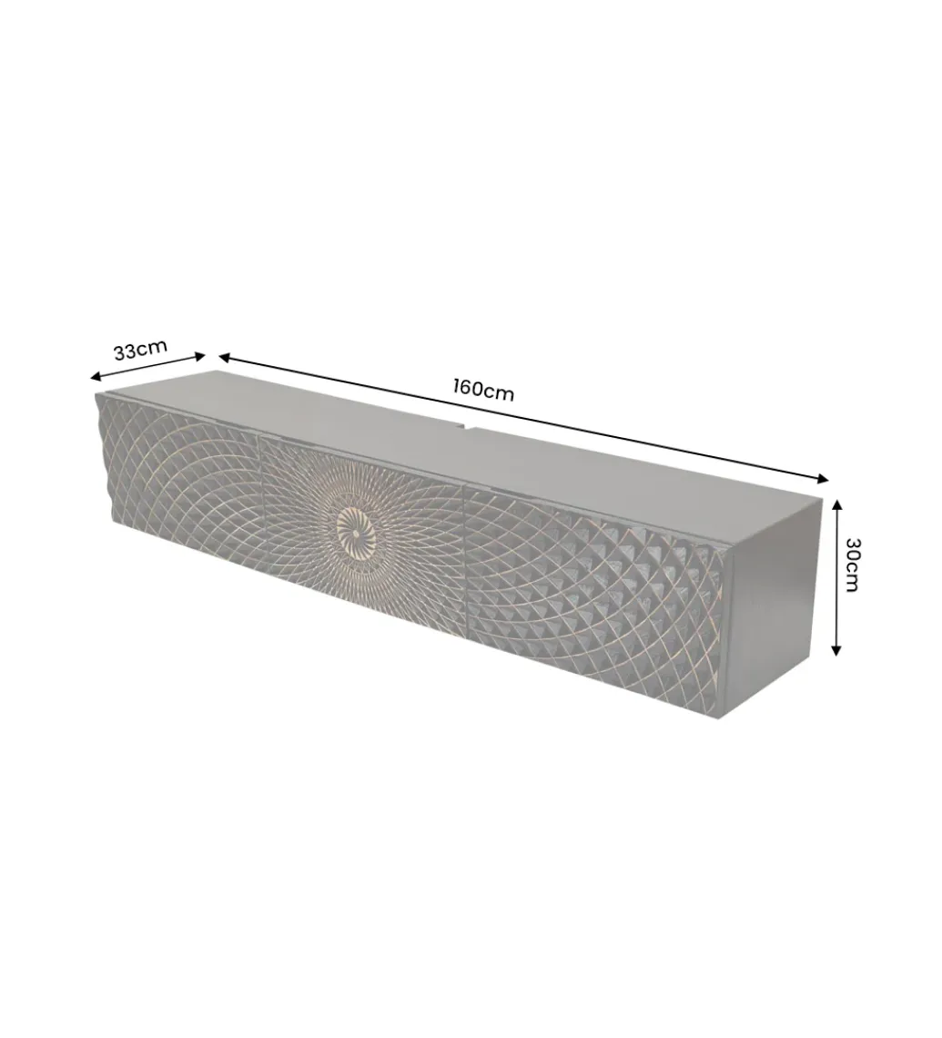 Invicta Interior Stolik pod TV wiszący ILLUSION 160 cm 3D drewno mango
