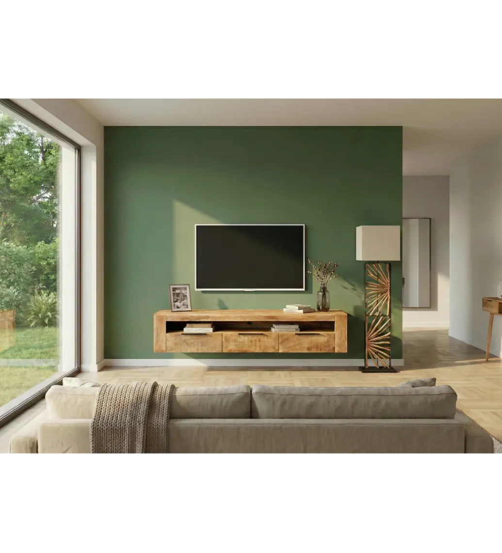 Invicta Interior Stolik pod TV wiszący IRON CRAFT 160 cm drewno mango