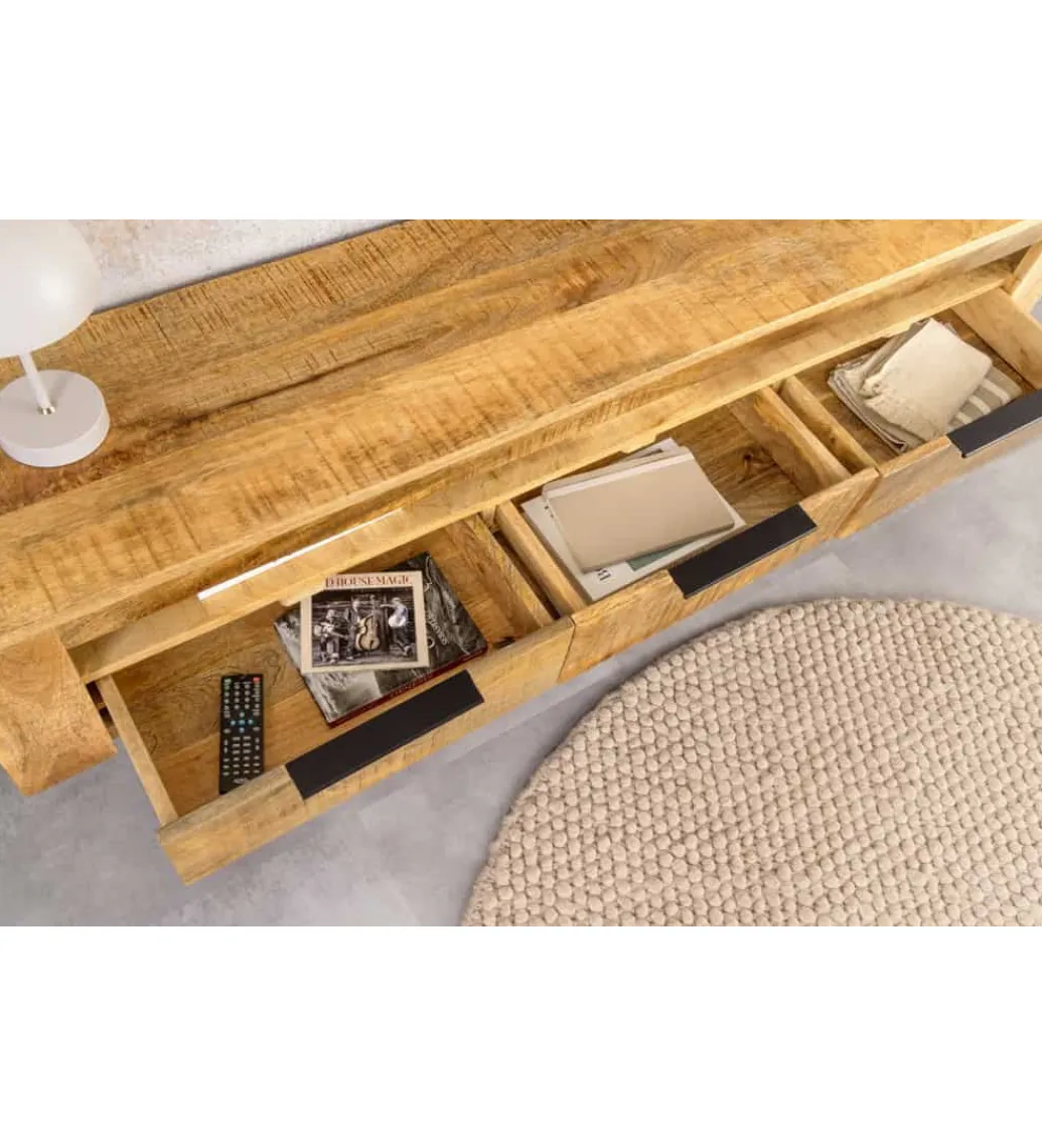 Invicta Interior Stolik pod TV wiszący IRON CRAFT 160 cm drewno mango