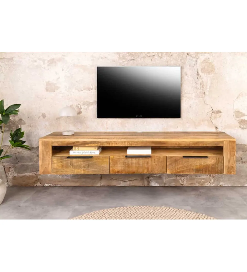 Invicta Interior Stolik pod TV wiszący IRON CRAFT 160 cm drewno mango
