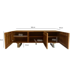 WOHNLING, GERMANY Stolik pod TV WOHNLING 160 cm drewno akacja