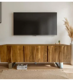WOHNLING, GERMANY Stolik pod TV WOHNLING 160 cm drewno akacja