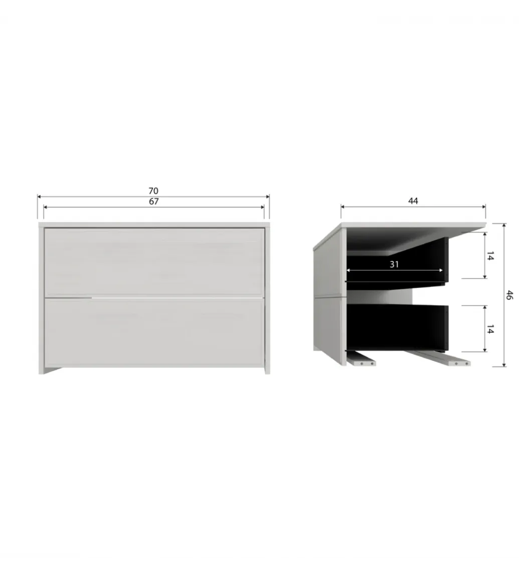 WOOOD Stolik pod TV YISSA 70 cm szara