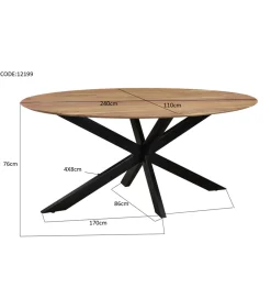 LF-Design Stół owalny ACASIA 240 cm drewno akacja