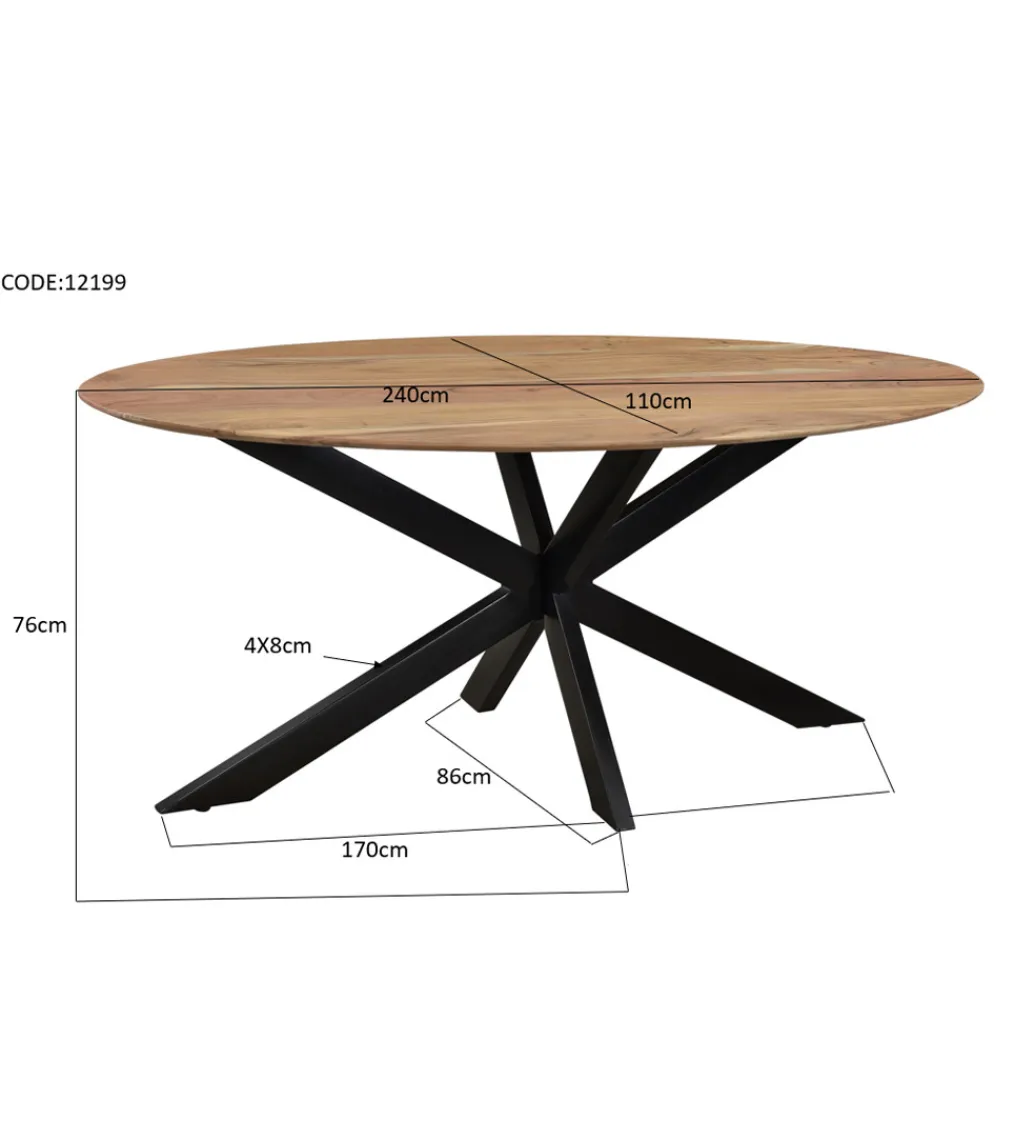 LF-Design Stół owalny ACASIA 240 cm drewno akacja