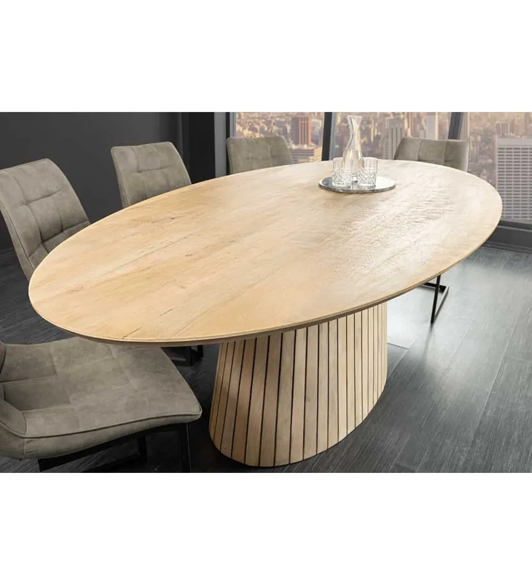Invicta Interior Stół owalny TOMES 220 cm drewno mango bielone