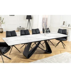 Invicta Interior Stół rozkładany AMININ 180 cm - 260 cm ceramika w optyce białego marmuru