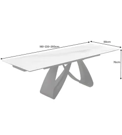 Invicta Interior Stół rozkładany AMININ 180 cm - 260 cm ceramika w optyce białego marmuru