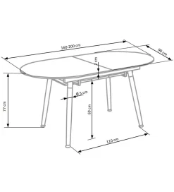 Halmar Stół rozkładany CALIBER 160 cm - 200 cm biały