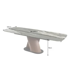 Invicta Interior Stół rozkładany ELEMENTS od 180 do 260 cm ceramika efekt marmur taupe