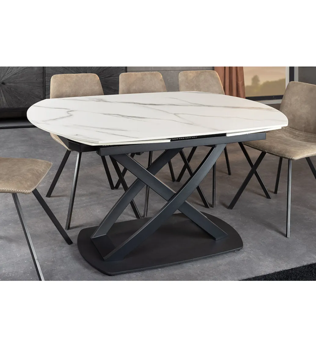 Invicta Interior Stół rozkładany INCEPTION od 130 do 190 cm ceramiczny blat w optyce marmuru