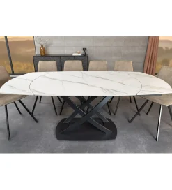 Invicta Interior Stół rozkładany INCEPTION od 130 do 190 cm ceramiczny blat w optyce marmuru