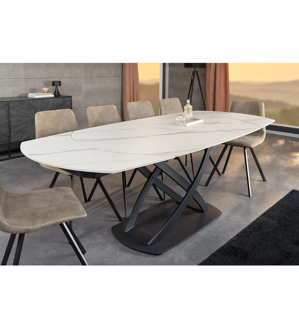 Invicta Interior Stół rozkładany INCEPTION od 130 do 190 cm ceramiczny blat w optyce marmuru