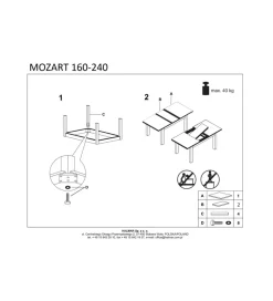Halmar Stół rozkładany MOZART 160 cm - 240 cm biały