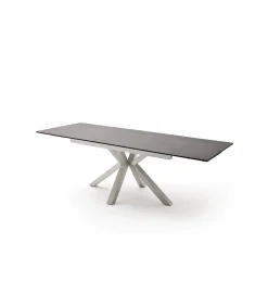 MCA Stół rozkładany NAGANO 160 cm - 200 cm - 240 cm ceramika antracytowy srebrne nogi