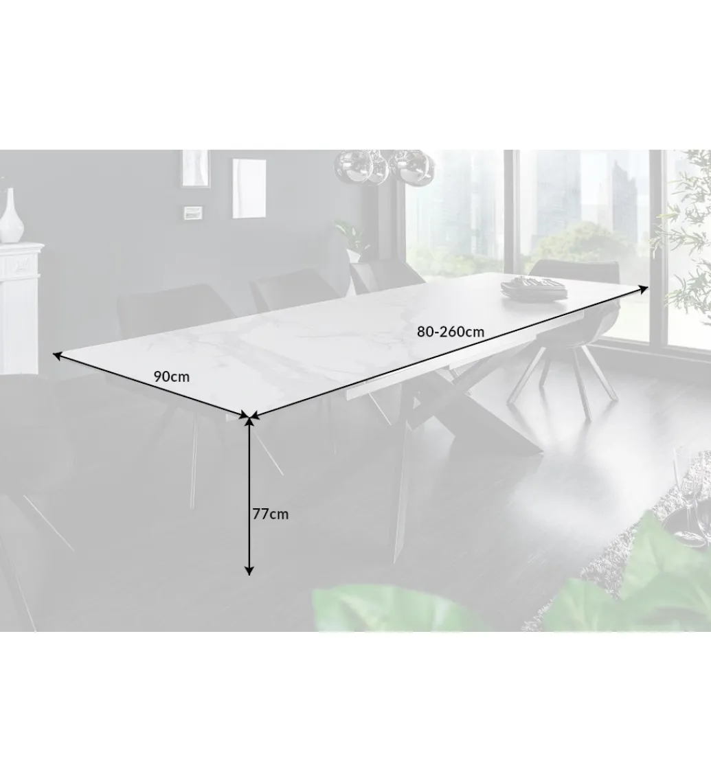 Invicta Interior Stół rozkładany ONTARIO Euphoria 180 cm - 220 cm - 260 cm ceramika w optyce marmuru