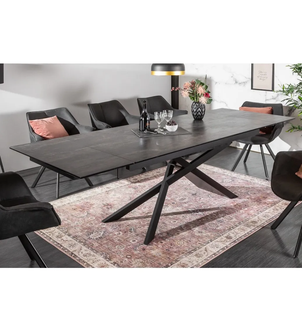Invicta Interior Stół Rozkładany ONTARIO Euphoria 180 Cm - 220 Cm - 260 Cm ceramika antracytowy Lava