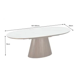 Invicta Interior Stół rozkładany UNIQUE od 160 do 200 cm naturalny ceramiczny blat