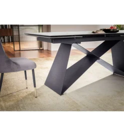 WOHNLING, GERMANY Stół rozkładany WOHNLING od 180 od 260 cm ceramika w optyce marmuru nogi X