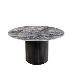 Invicta Interior Stół UNIQUE 120 cm okrągły ceramiczny blat efekt czarny marmur