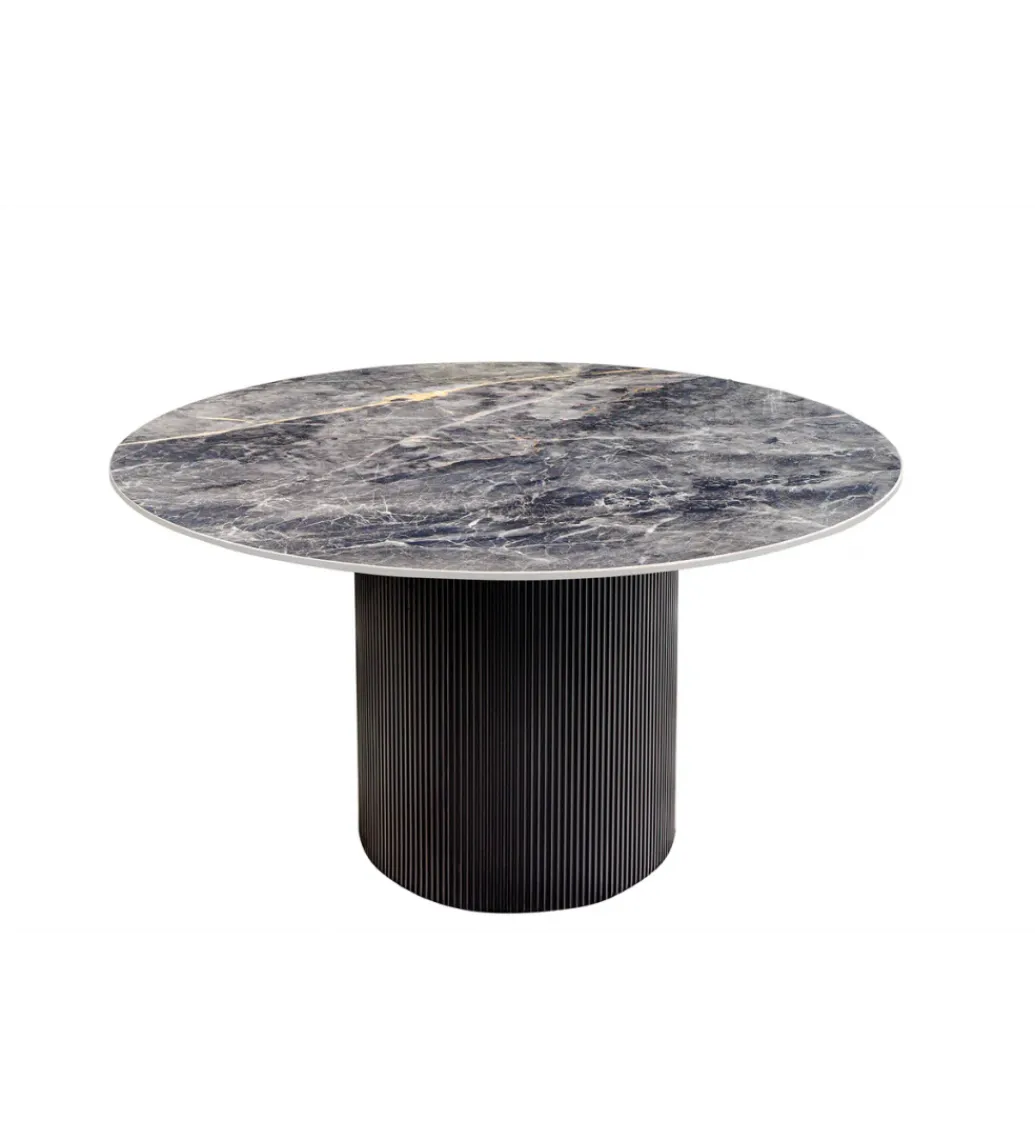 Invicta Interior Stół UNIQUE 120 cm okrągły ceramiczny blat efekt czarny marmur