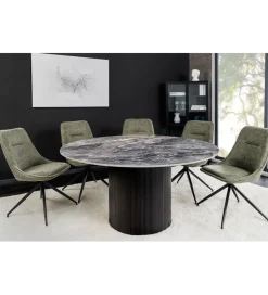 Invicta Interior Stół UNIQUE 120 cm okrągły ceramiczny blat efekt czarny marmur