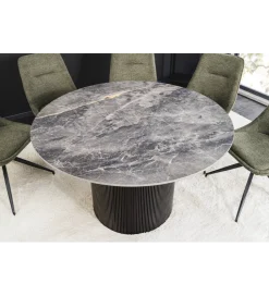 Invicta Interior Stół UNIQUE 120 cm okrągły ceramiczny blat efekt czarny marmur