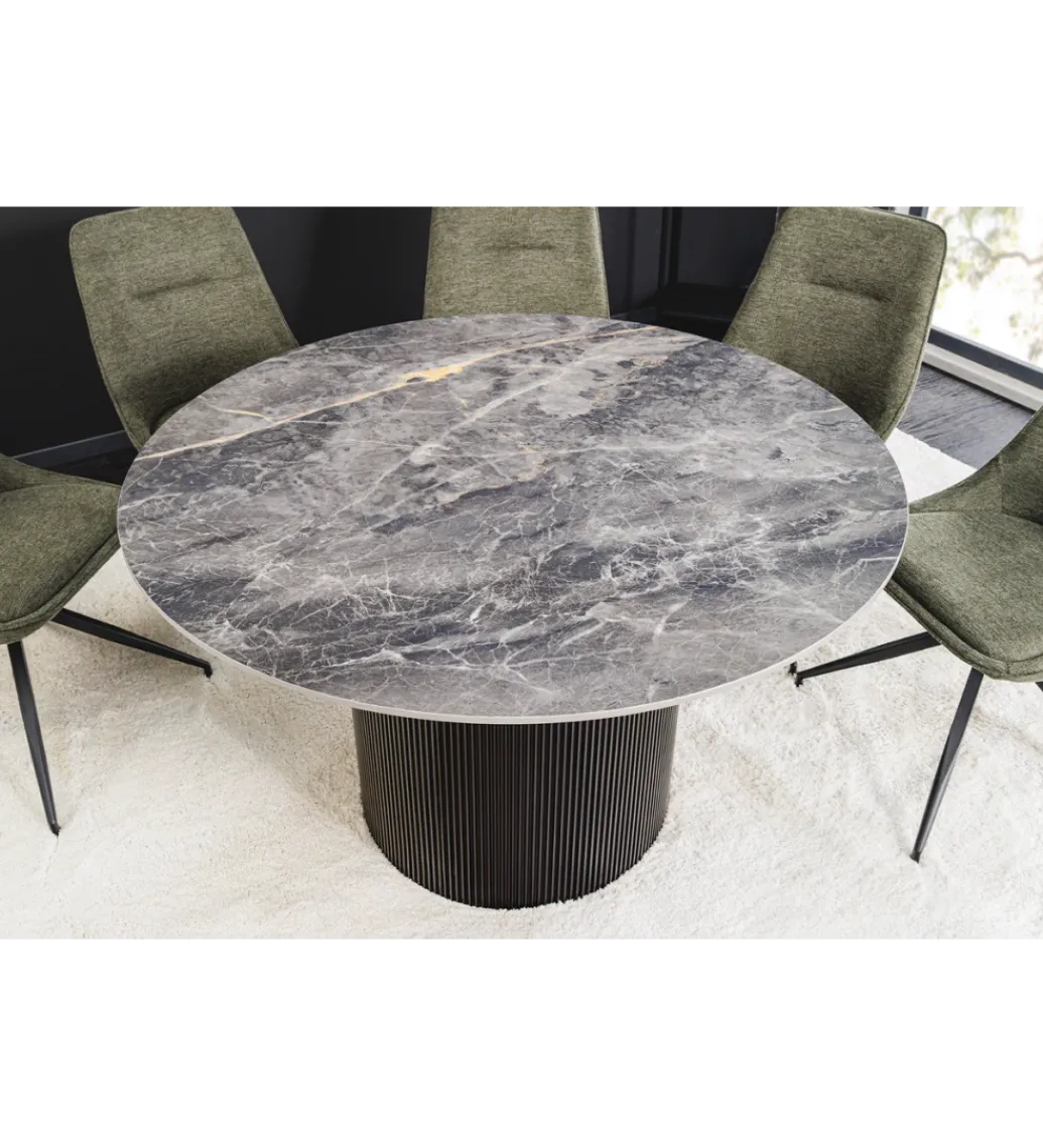 Invicta Interior Stół UNIQUE 120 cm okrągły ceramiczny blat efekt czarny marmur