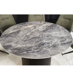 Invicta Interior Stół UNIQUE 120 cm okrągły ceramiczny blat efekt czarny marmur