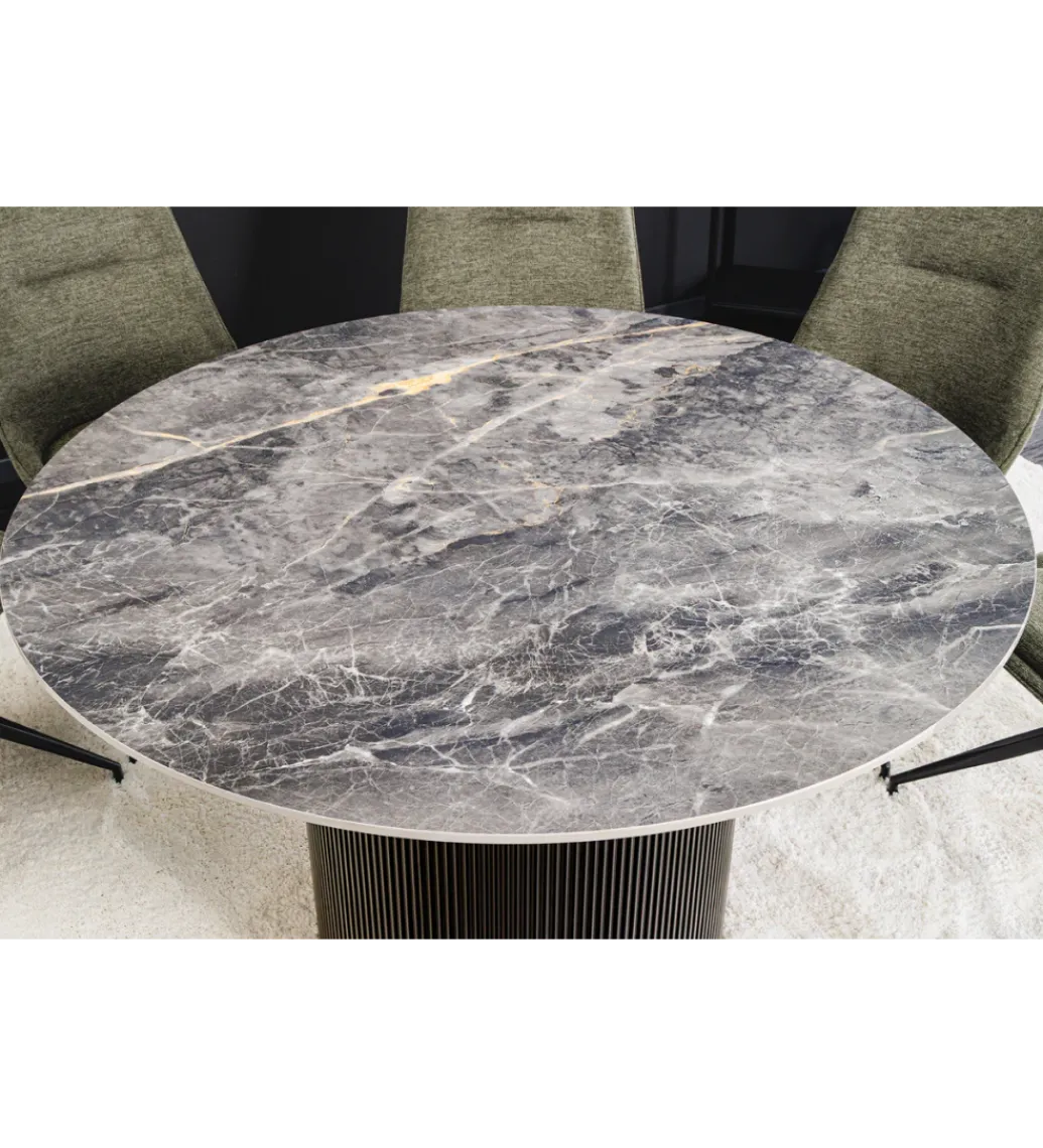 Invicta Interior Stół UNIQUE 120 cm okrągły ceramiczny blat efekt czarny marmur