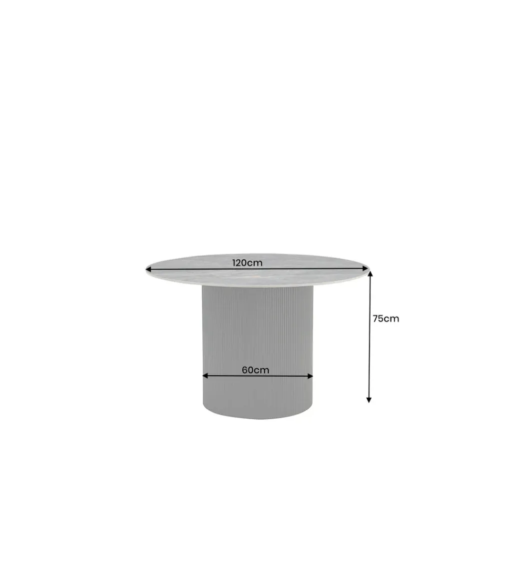 Invicta Interior Stół UNIQUE 120 cm okrągły ceramiczny blat efekt czarny marmur