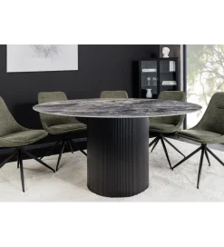 Invicta Interior Stół UNIQUE 120 cm okrągły ceramiczny blat efekt czarny marmur