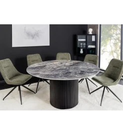 Invicta Interior Stół UNIQUE 120 cm okrągły ceramiczny blat efekt czarny marmur