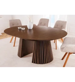 Invicta Interior Stół VALHALLA WOOD okrągły 120-160-200cm rozkładany dąb ciemny