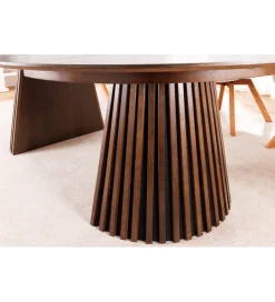 Invicta Interior Stół VALHALLA WOOD okrągły 120-160-200cm rozkładany dąb ciemny