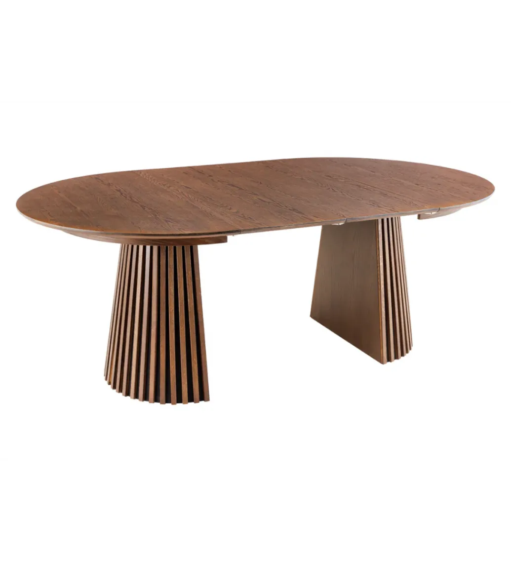 Invicta Interior Stół VALHALLA WOOD okrągły 120-160-200cm rozkładany dąb ciemny