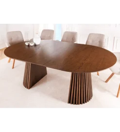 Invicta Interior Stół VALHALLA WOOD okrągły 120-160-200cm rozkładany dąb ciemny