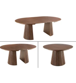 Invicta Interior Stół VALHALLA WOOD okrągły 120-160-200cm rozkładany dąb ciemny