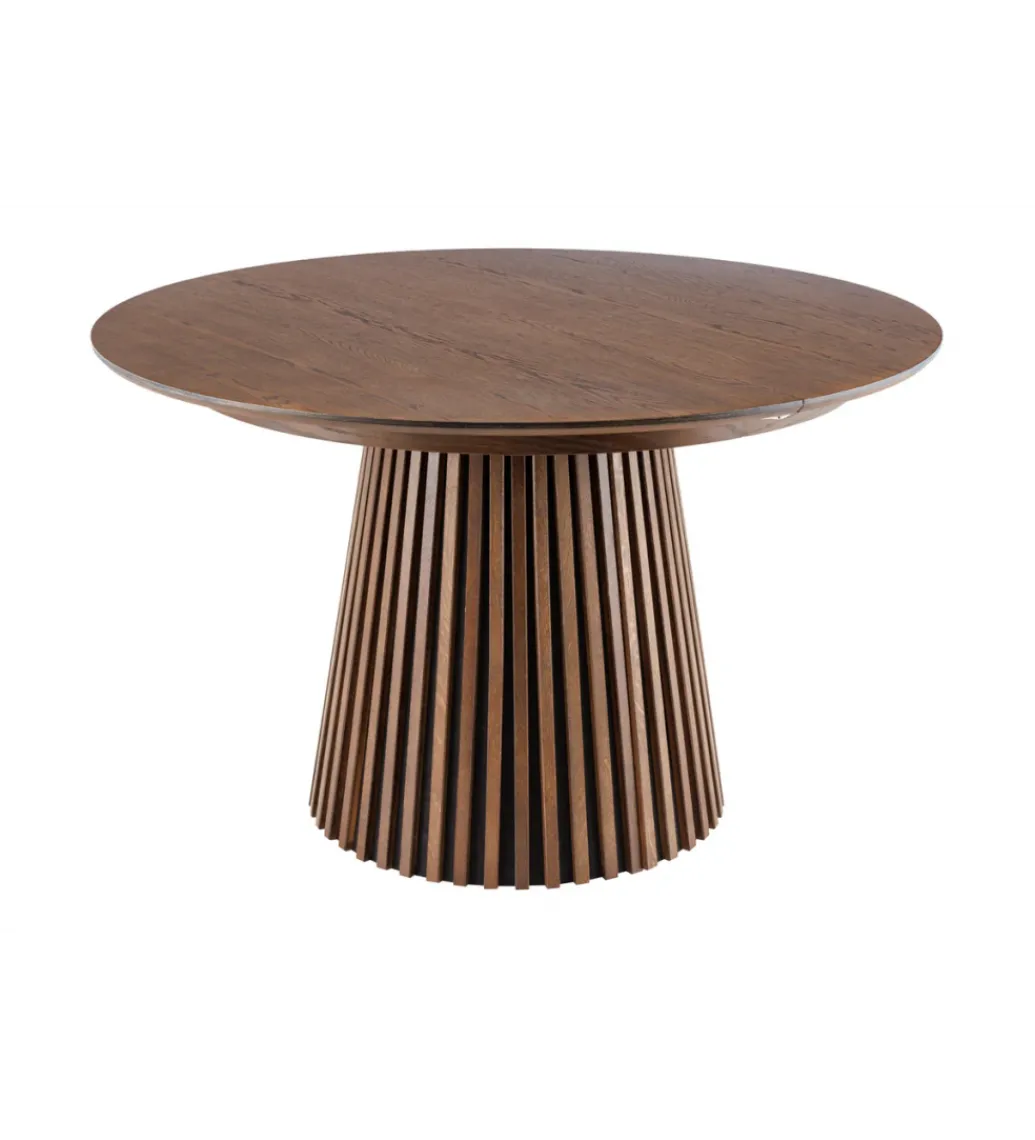 Invicta Interior Stół VALHALLA WOOD okrągły 120-160-200cm rozkładany dąb ciemny