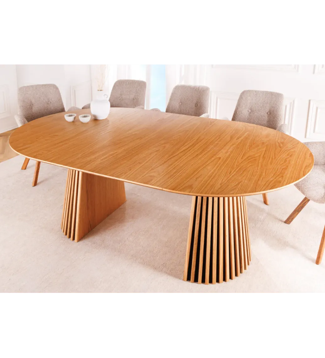 Invicta Interior Stół VALHALLA WOOD okrągły 120-160-200cm rozkładany dąb naturalny