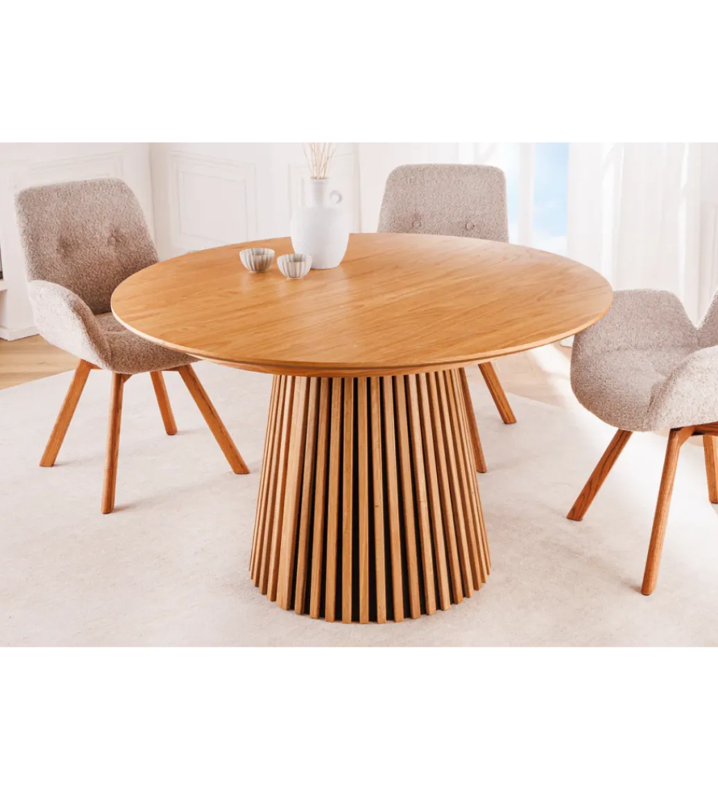 Invicta Interior Stół VALHALLA WOOD okrągły 120-160-200cm rozkładany dąb naturalny