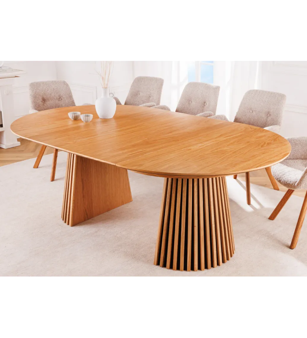 Invicta Interior Stół VALHALLA WOOD okrągły 120-160-200cm rozkładany dąb naturalny