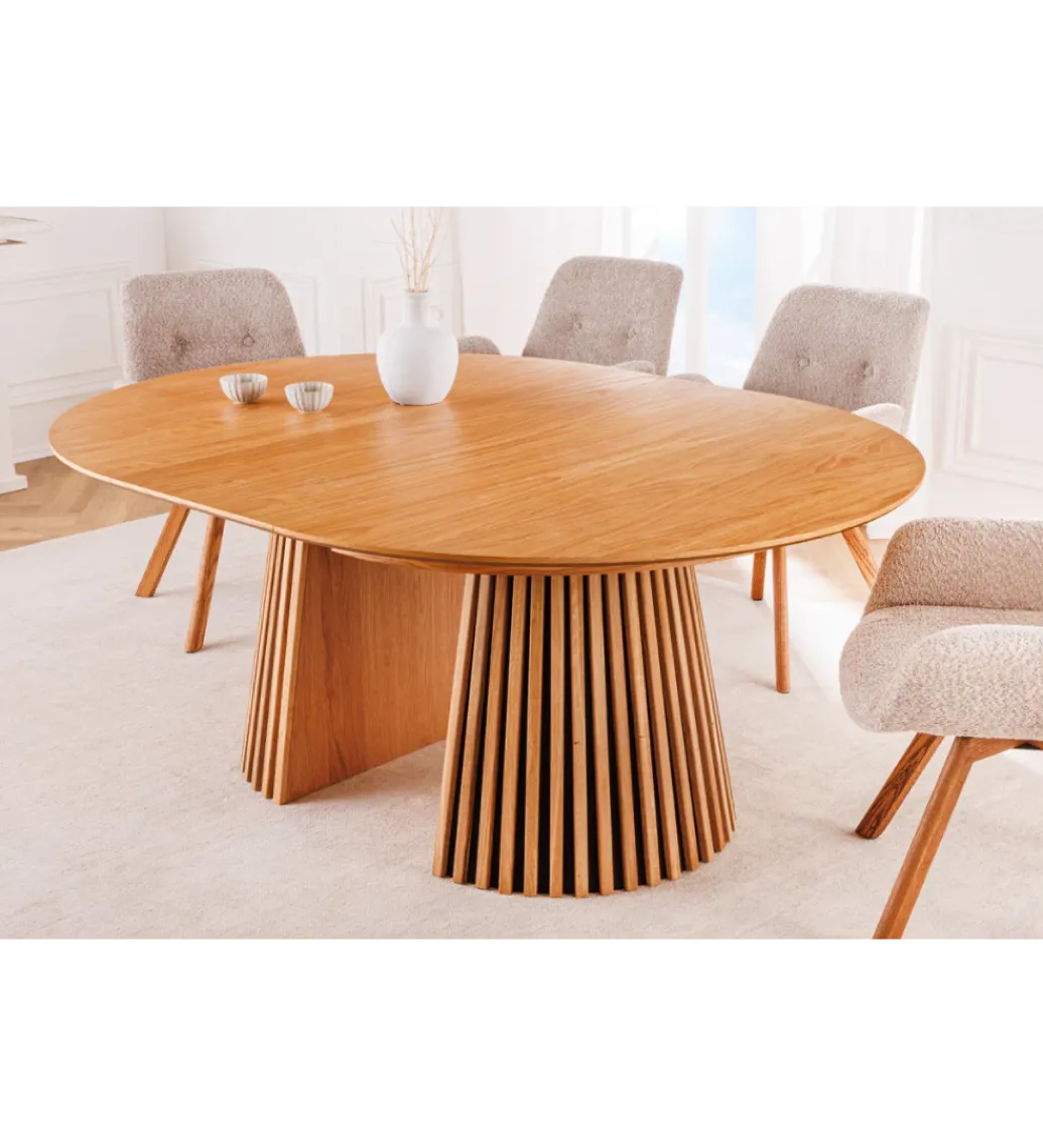 Invicta Interior Stół VALHALLA WOOD okrągły 120-160-200cm rozkładany dąb naturalny